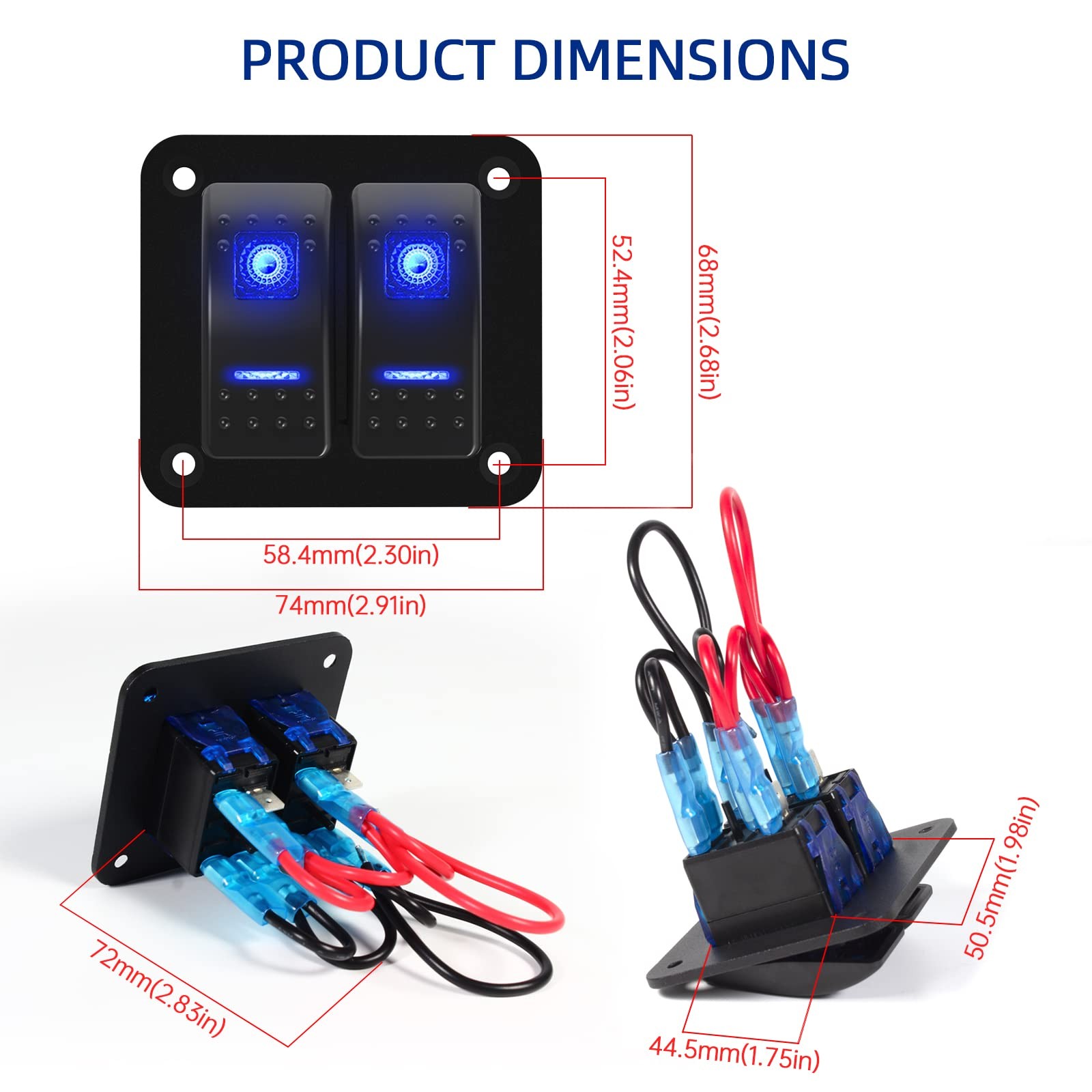 Switch Panel 2 Gang Aluminum Toggle Switch, Waterproof 12V/24V Marine Rocker …