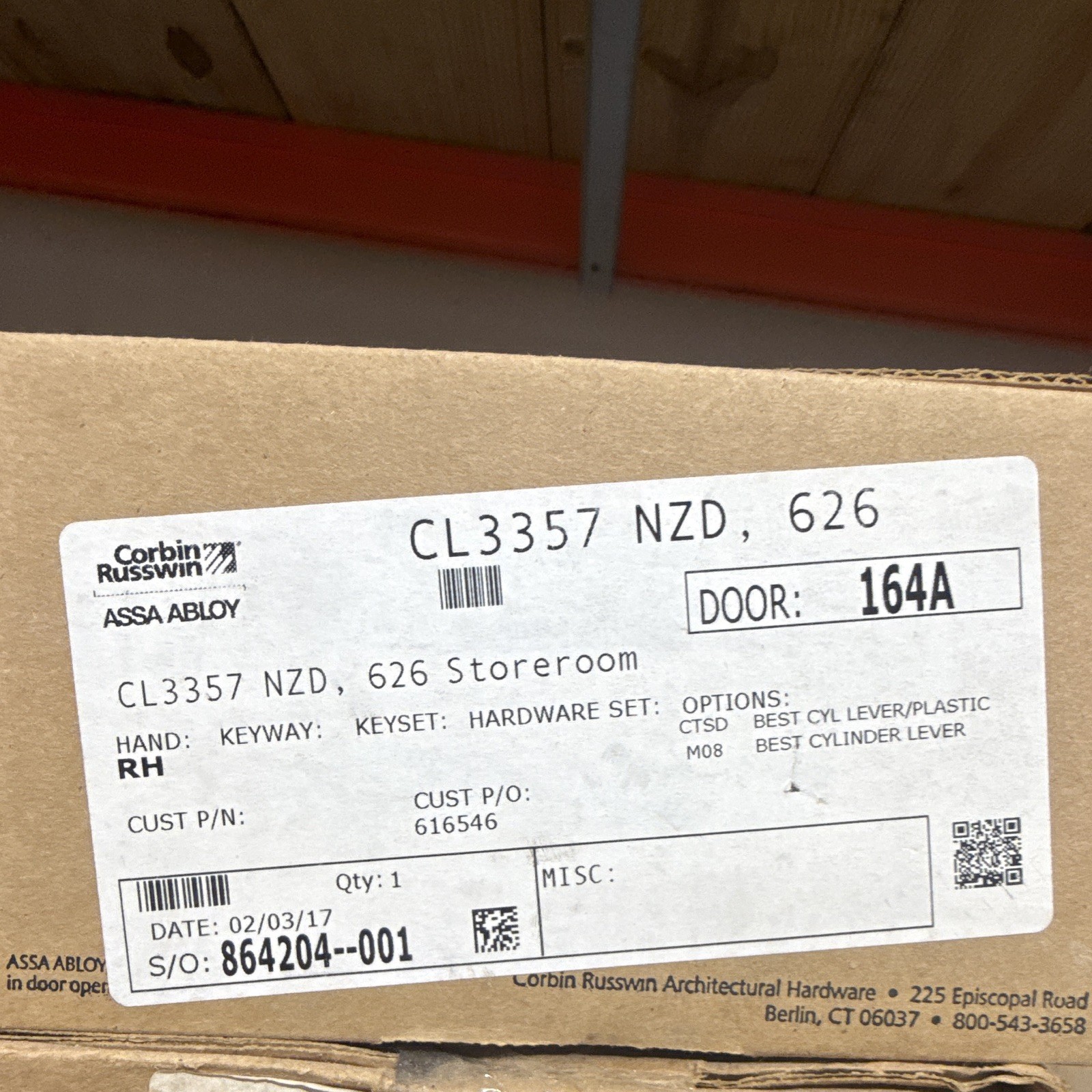 Corbin Russwin CL3357 NZD 626 Storeroom Door Lock, Right-Handed, Commercial