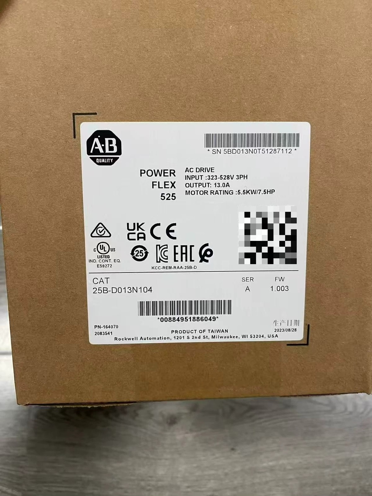 Allen-Bradley 25B-D013N104 PowerFlex 525 AC Drive 7.5HP 5.5kW 480V 3PH