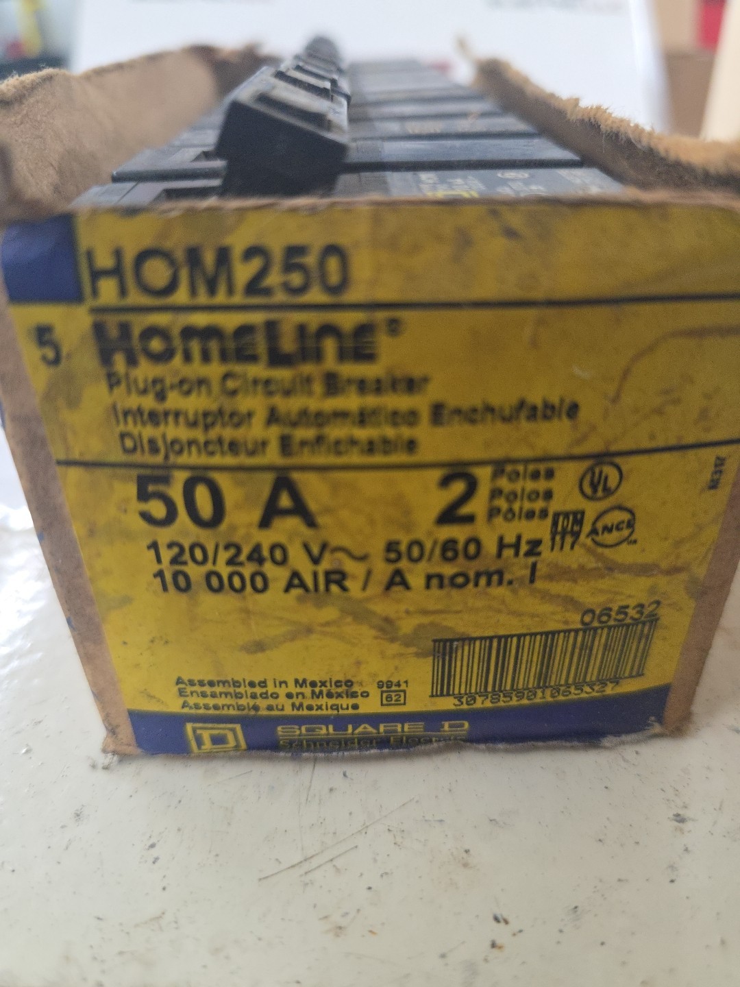 Square D HOM250 (5 PACK) 50A 2P 120/240V LOT OF 5 NEW Circuit Breakers US SELLER