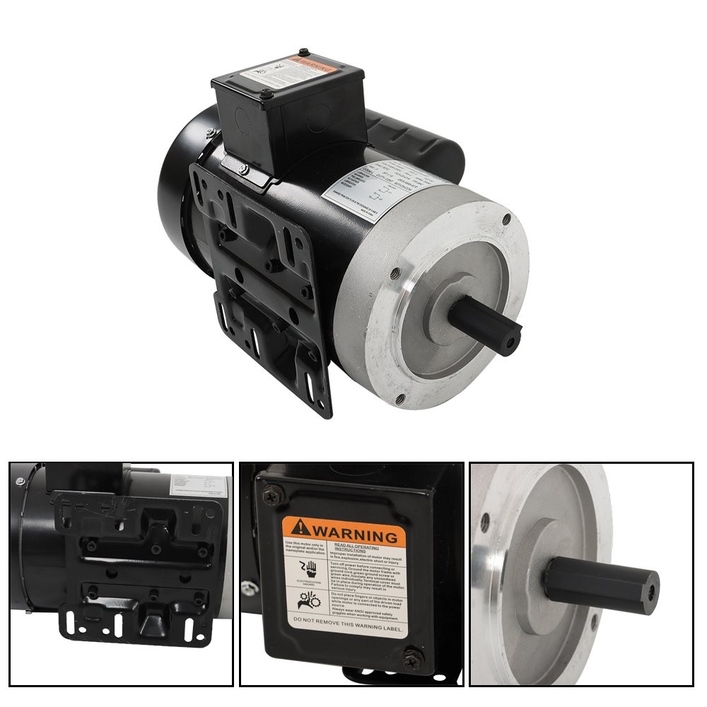 5HP Electric Motor 3450RPM 56C Frame 5/8″ Shaft 60HZ TEFC Single Phase 208-230V