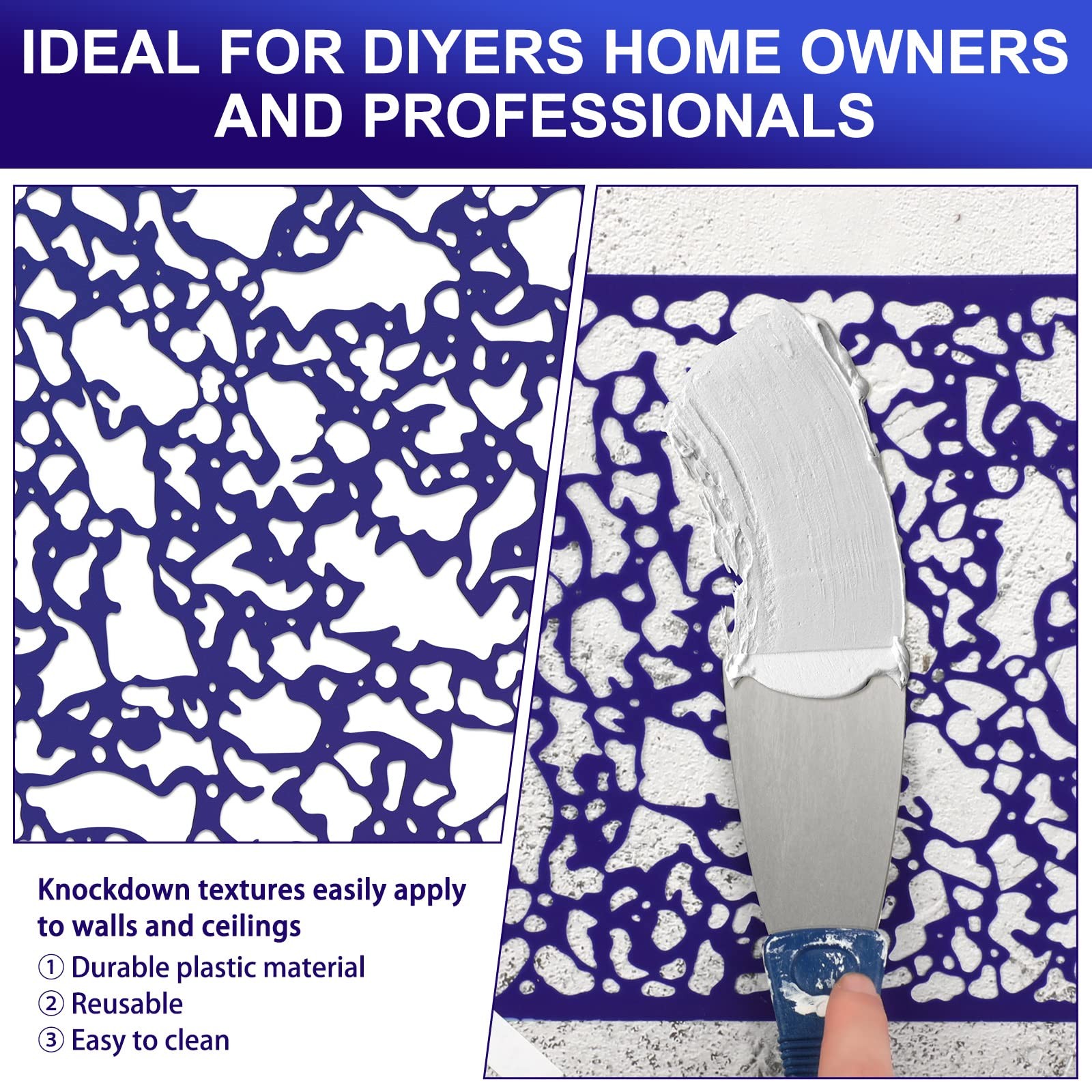 3 Pieces Knockdown Texture Spray Stencil Drywall Repair as the picture shown