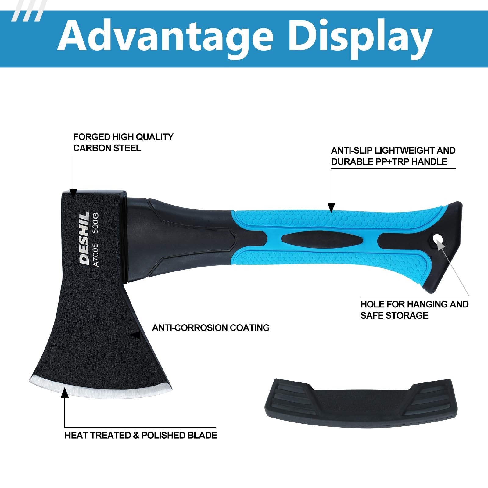10” Outdoor Hatchet Forged Carbon Steel Heat Treated Hand Tool, Fiberglass