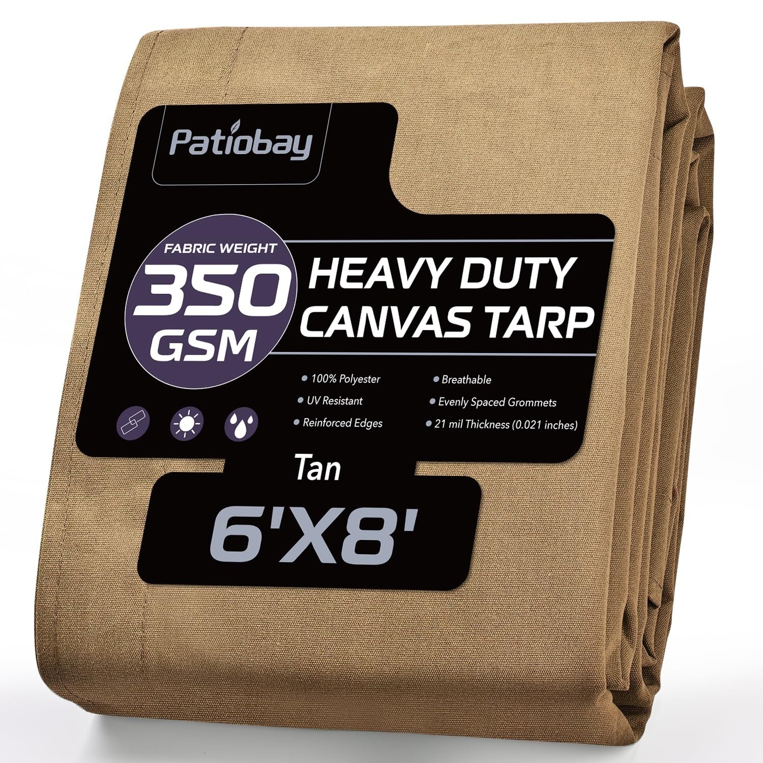 Canvas Tarp 6×8 Feet, 12 Oz Heavy Duty Water Resistant with Rustproof Grommet…
