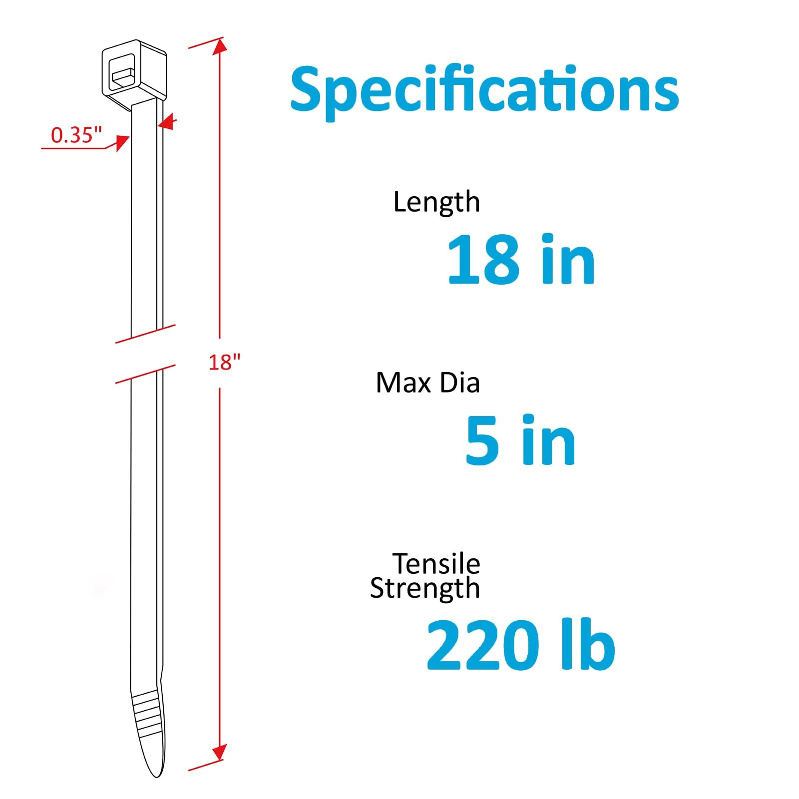 Large Zip Ties 18 inch, 50 Pack, Long Zip Ties Heavy Duty with 220 lb Tensile…