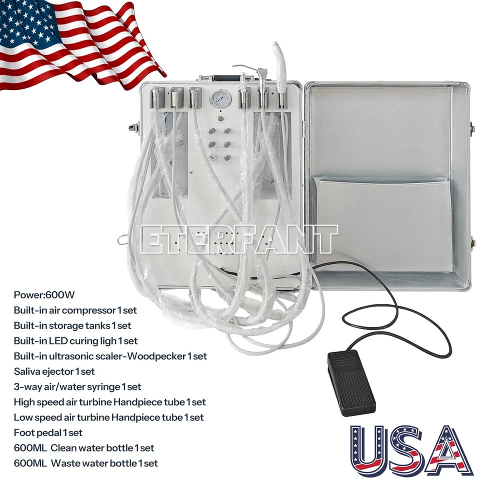 Dental Delivery Cart Treatment/Unit System Air Compressor/Turbine Unit 4Hole US