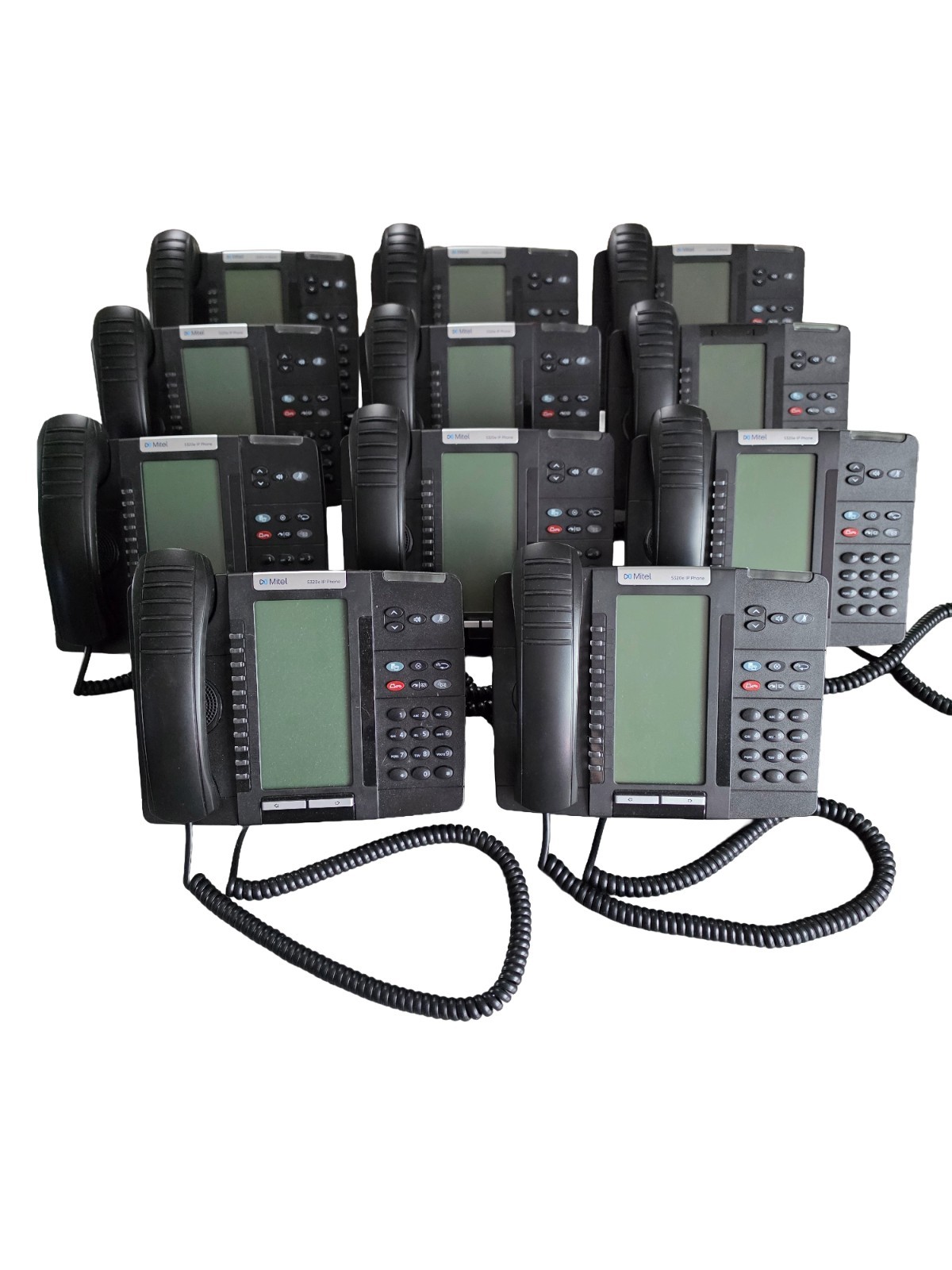 Lot of 11 Mitel 5320e IP Phones w Handsets & Stands Backlit VoIP Business Phones