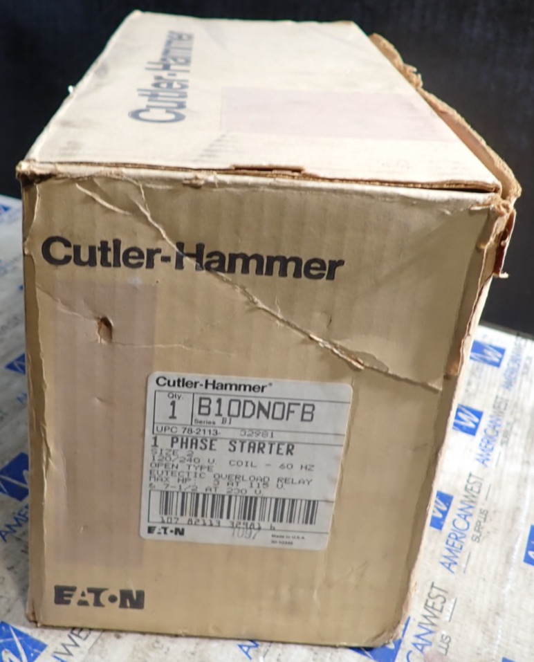 New Cutler Hammer B10DN0FB Ser B1 Single Phase Size 2 Starter 120/240 Volt Coil