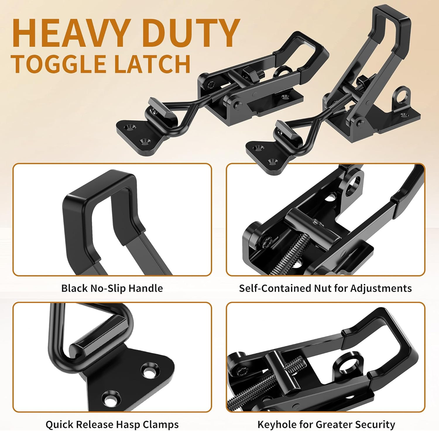 4Pack Heavy Duty Toggle Clamp Latch,4003 Style 1320Lbs Capacity Pull Clamp Black