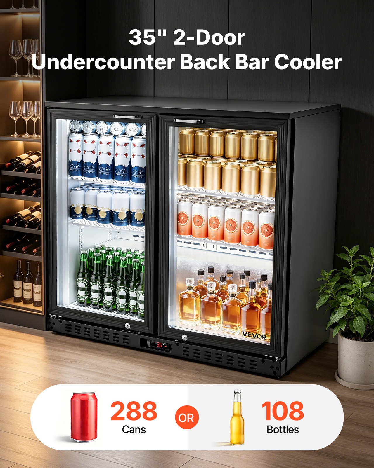 VEVOR 7.4 Cu.Ft Back Bar Cooler Commercial Beverage Refrigerator Under Counter