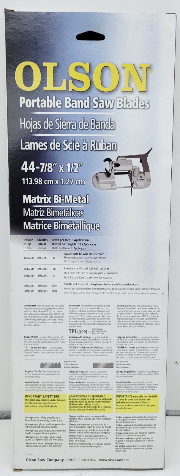 OLSON PORTABLE BAND SAW BLADE 44.875″ X 1/2″ 18 TPI