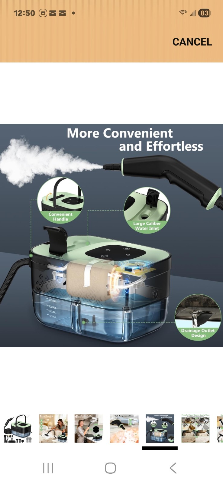 Portable Handheld Steam Cleaner with 16 Accessories, 15s Heat-Up, 221°F