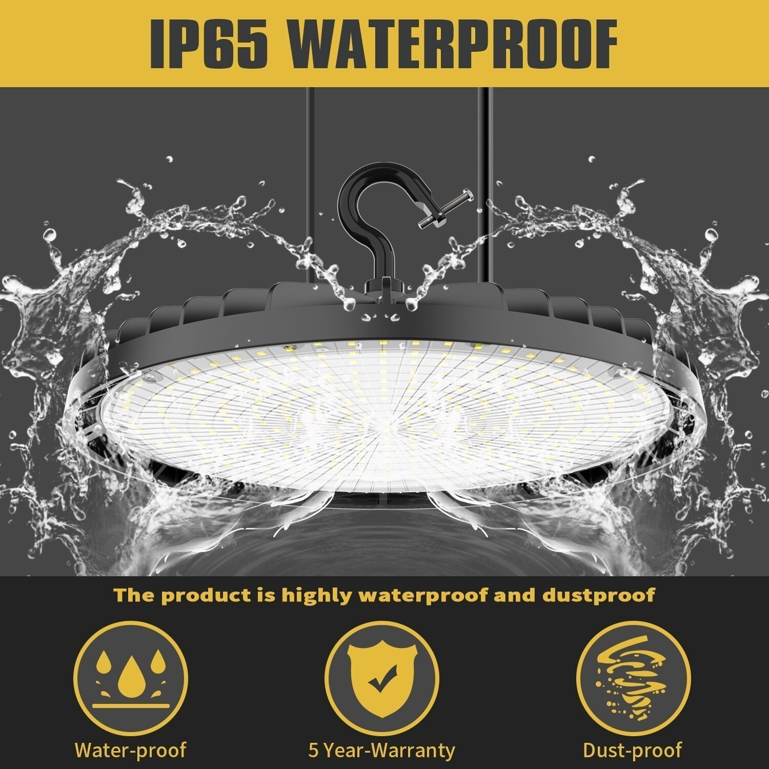 LED High Bay Warehouse Light 150W 120V Dimmable 22500LM Equivalent 600W MH/HPS