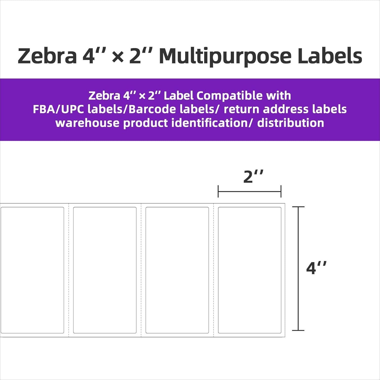 12 Rolls 4×2 Barcodes Shipping Labels Compatible Rollo Zebra Desktop Printers