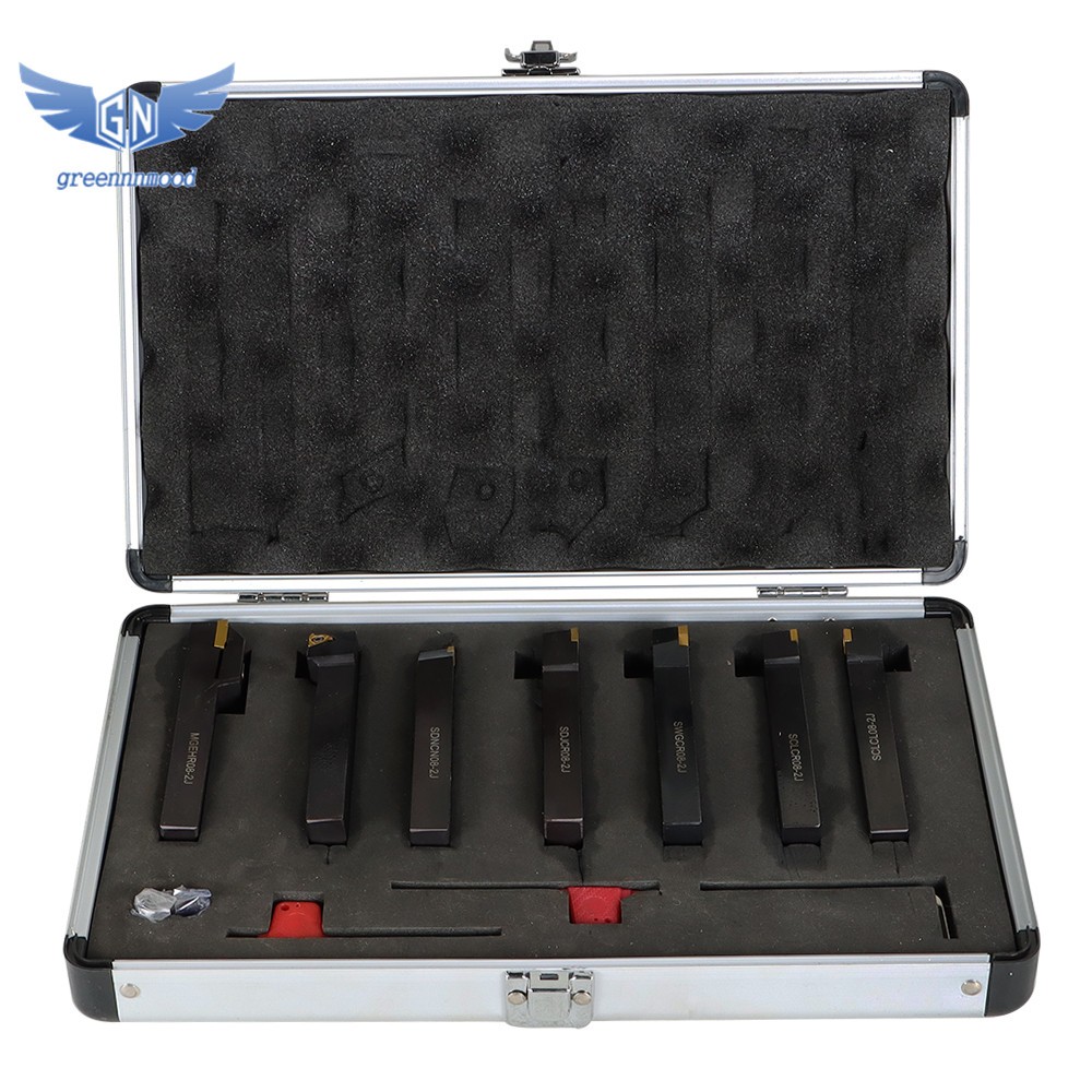 7 Pieces 1/2» Indexable Carbide Turning Tool Set For Lathe Turnining With Box