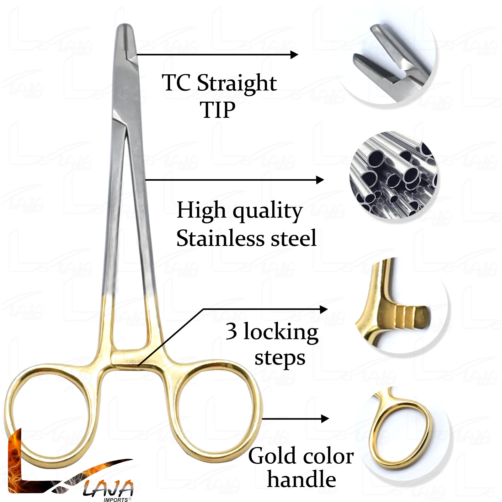 T/C Baumgartner Needle Holder Tungsten Carbide 6″ Straight Surgical Instrumen