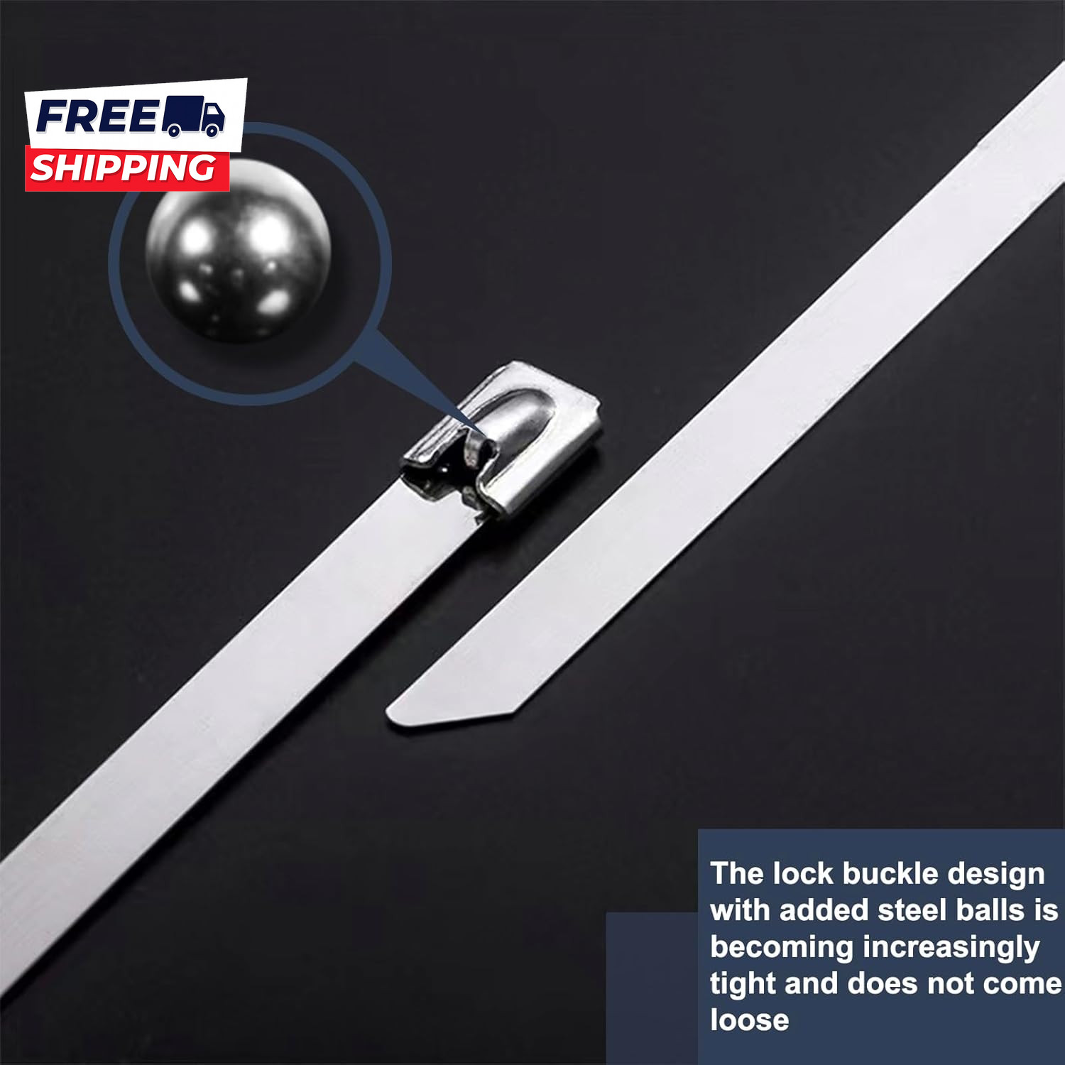 100 Pack Metal Zip Ties 11.8 Inch Heavy Duty 304 Stainless Steel Locking Cable