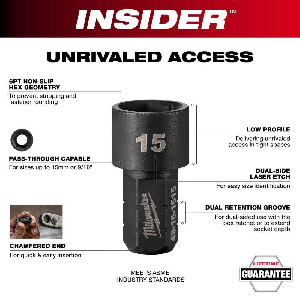 Milwaukee 49-16-1640 INSIDER Box Ratchet Socket Set SAE – 8 PC