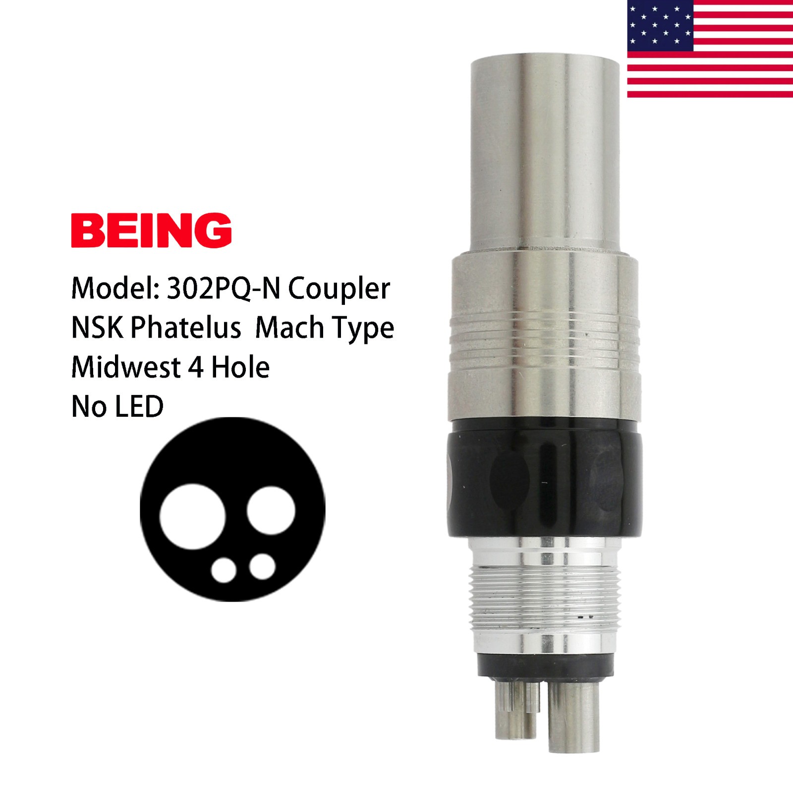 BEING Dental High Speed Turbine Handpiece NSK Phatelus Coupler 4 Hole 302PQ-N