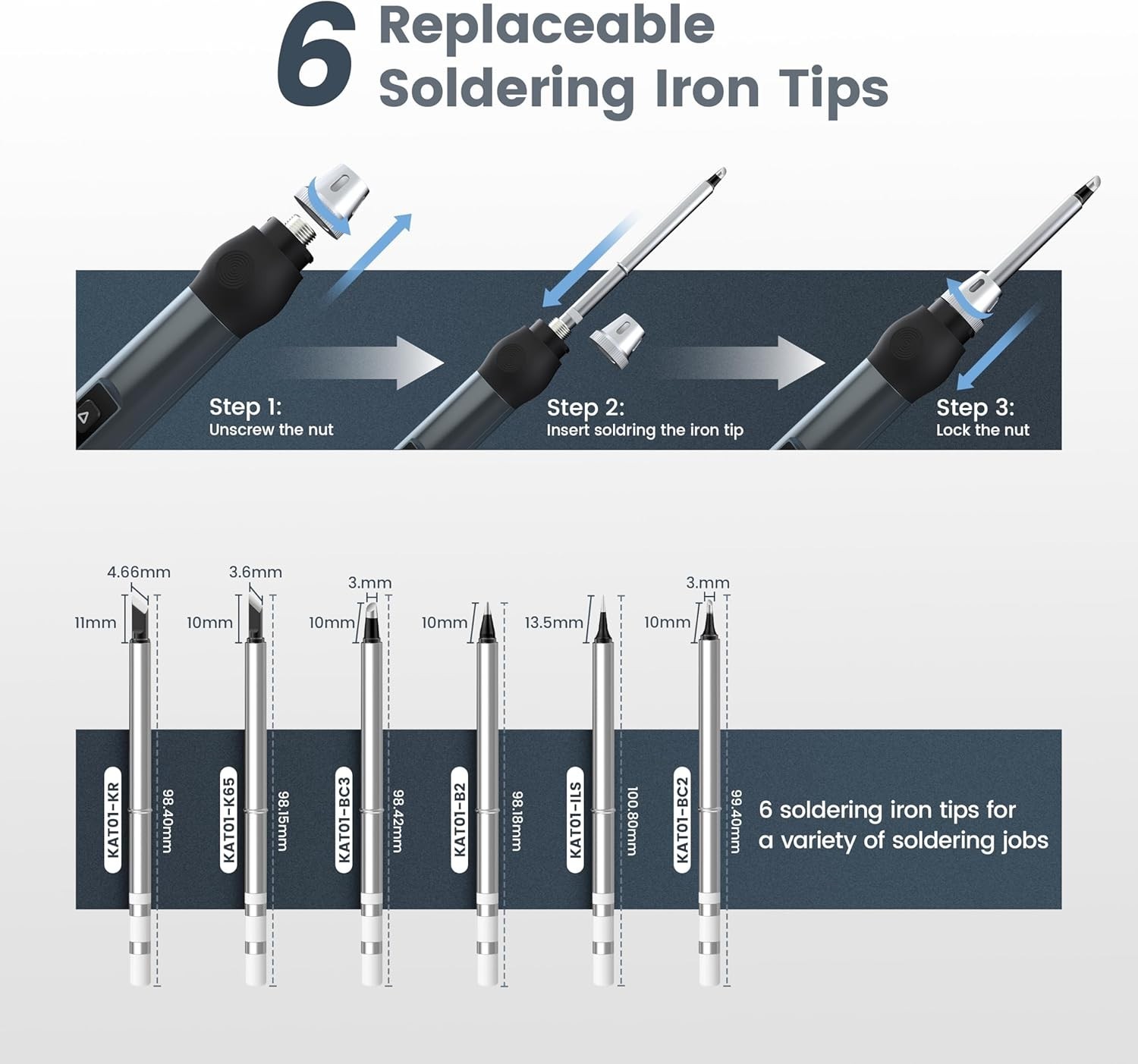 KAIWEETS KETS02 USB-C 60W Smart Soldering Iron Kit, 8s Fast Heating 176℉-788℉