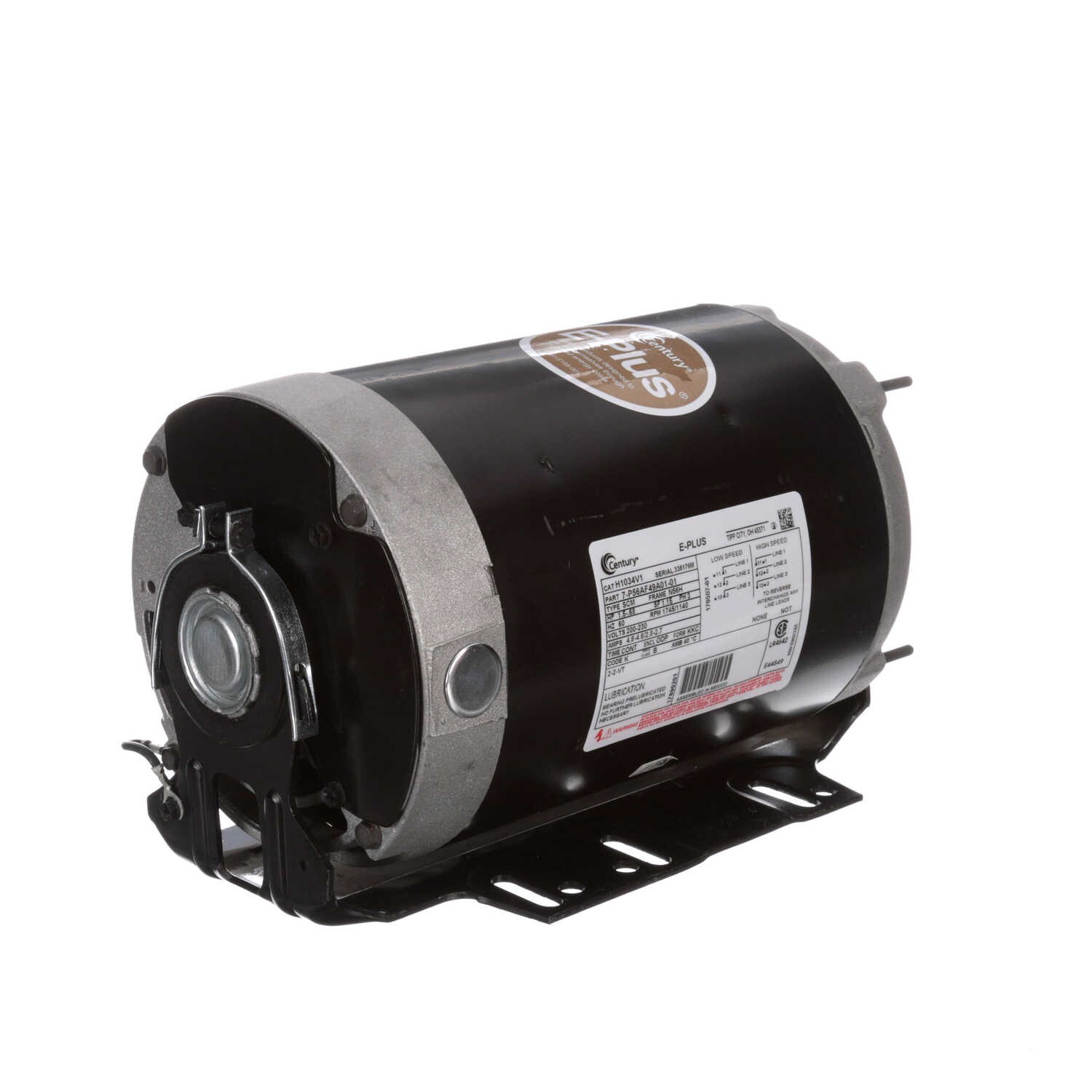Century H1034V1 Electric Motor 1.5-.68 HP 1800/1200 Rpm 3PH 200-230 V 56H Frame