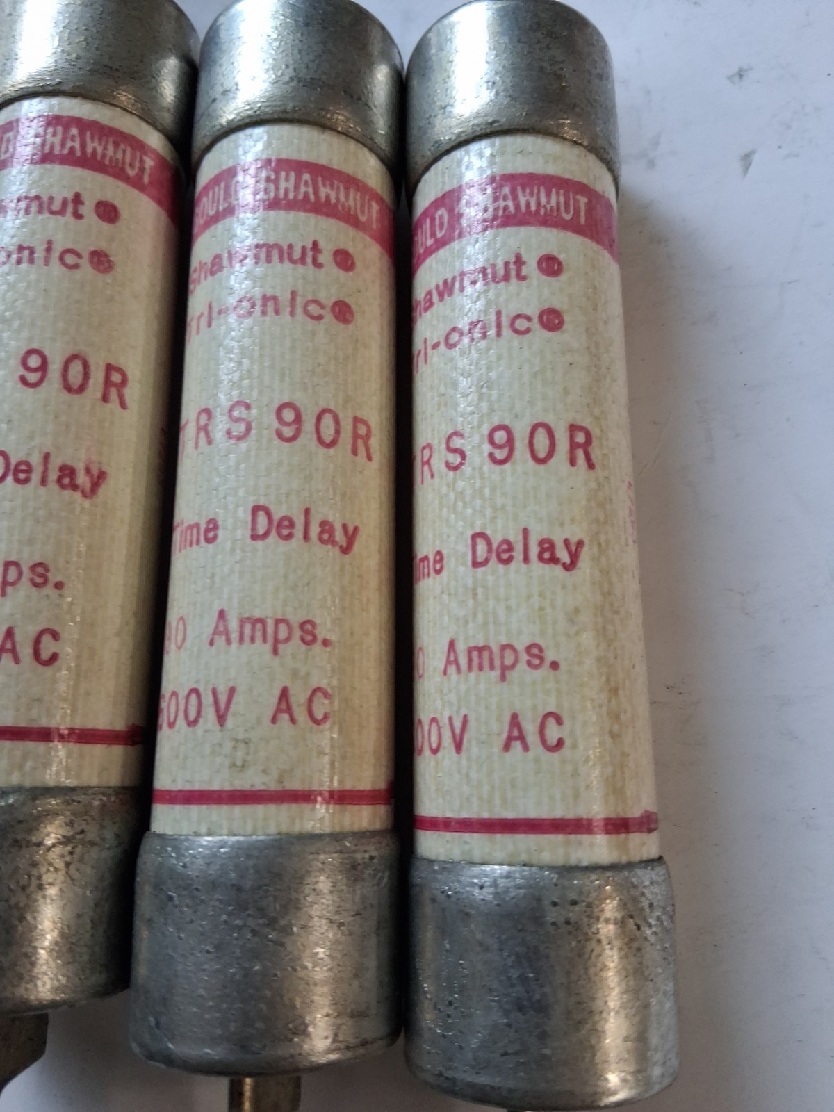 3 Mersen Ferraz Shawmut TRS90R Tri-Onic Time Delay Fuses 90 Amp 600v Class RK5