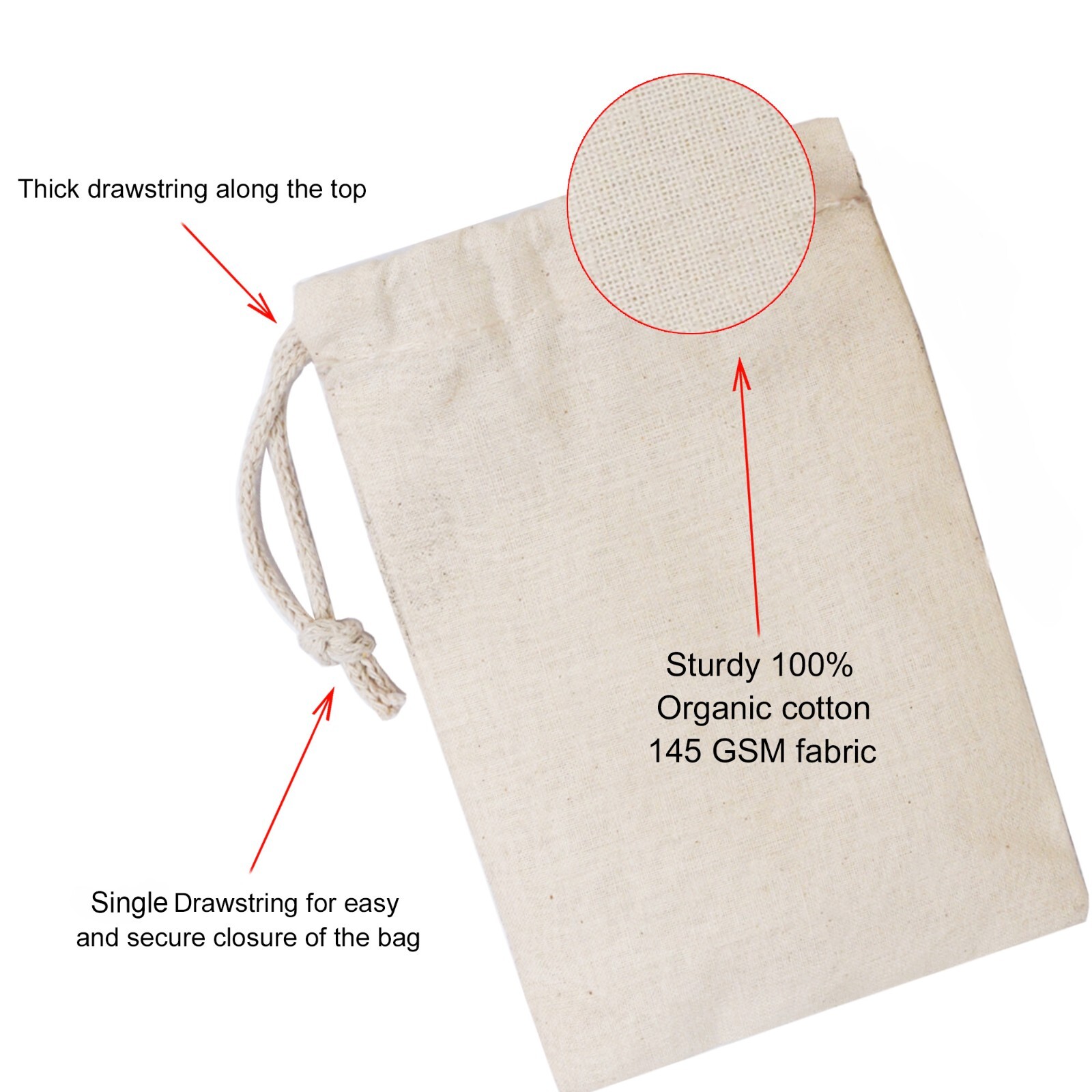 Biglotbags – 8 x 10 Inches Premium 100% Cotton Single Drawstring Muslin Bags