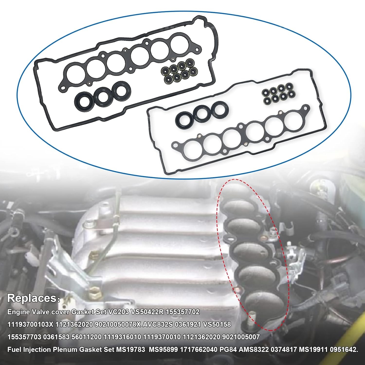 Engine Cylinder Valve Cover Gasket Set Fits 3.4 V6 5vz-fe 1996-2002 4Runner 1995