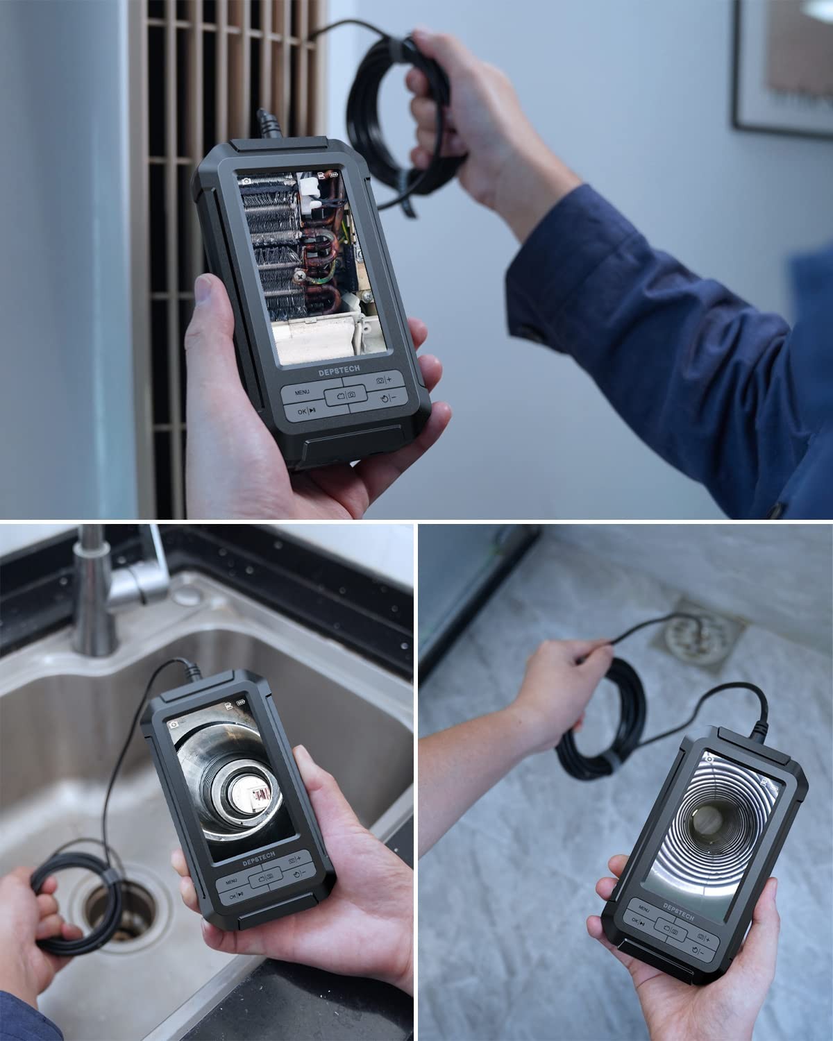 Inspection Camera 4.3 TFT 5.5mm IP67 360° 1080P HD Digital Borescope Endoscopes