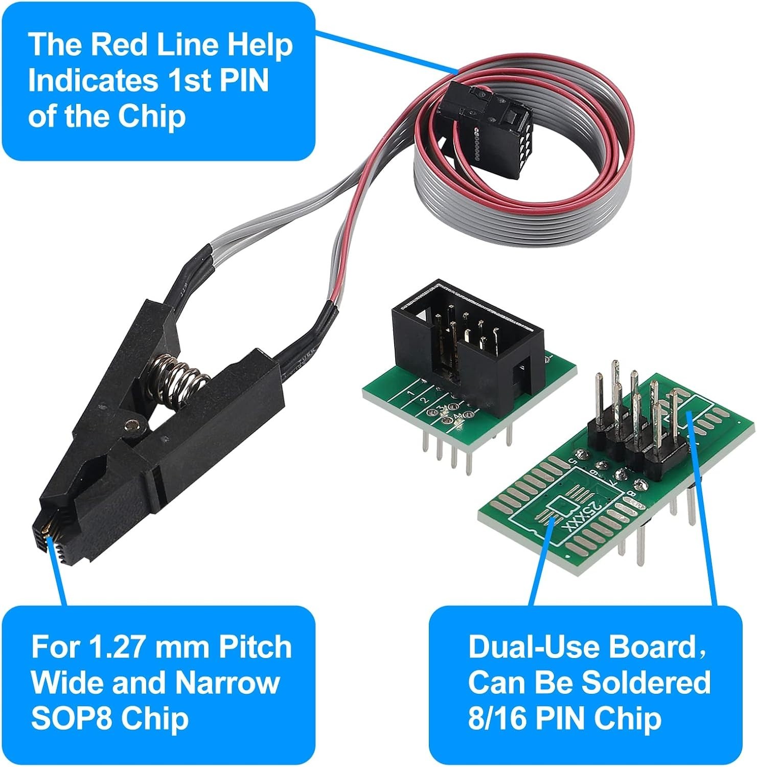 Eeprom Bios Usb Programador Ch341a + Soic8 Clip + 1.8V Adaptador + Soic8 Ada