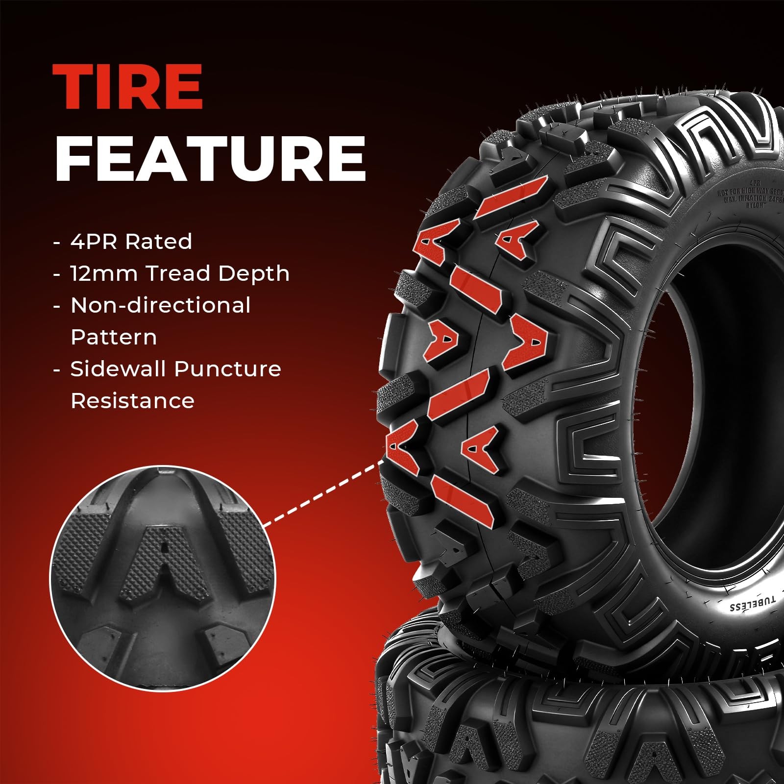 Set of 2 23×7-10 ATV UTV Tires All-Terrain Mud 4-Ply Non-Directional Tubeless
