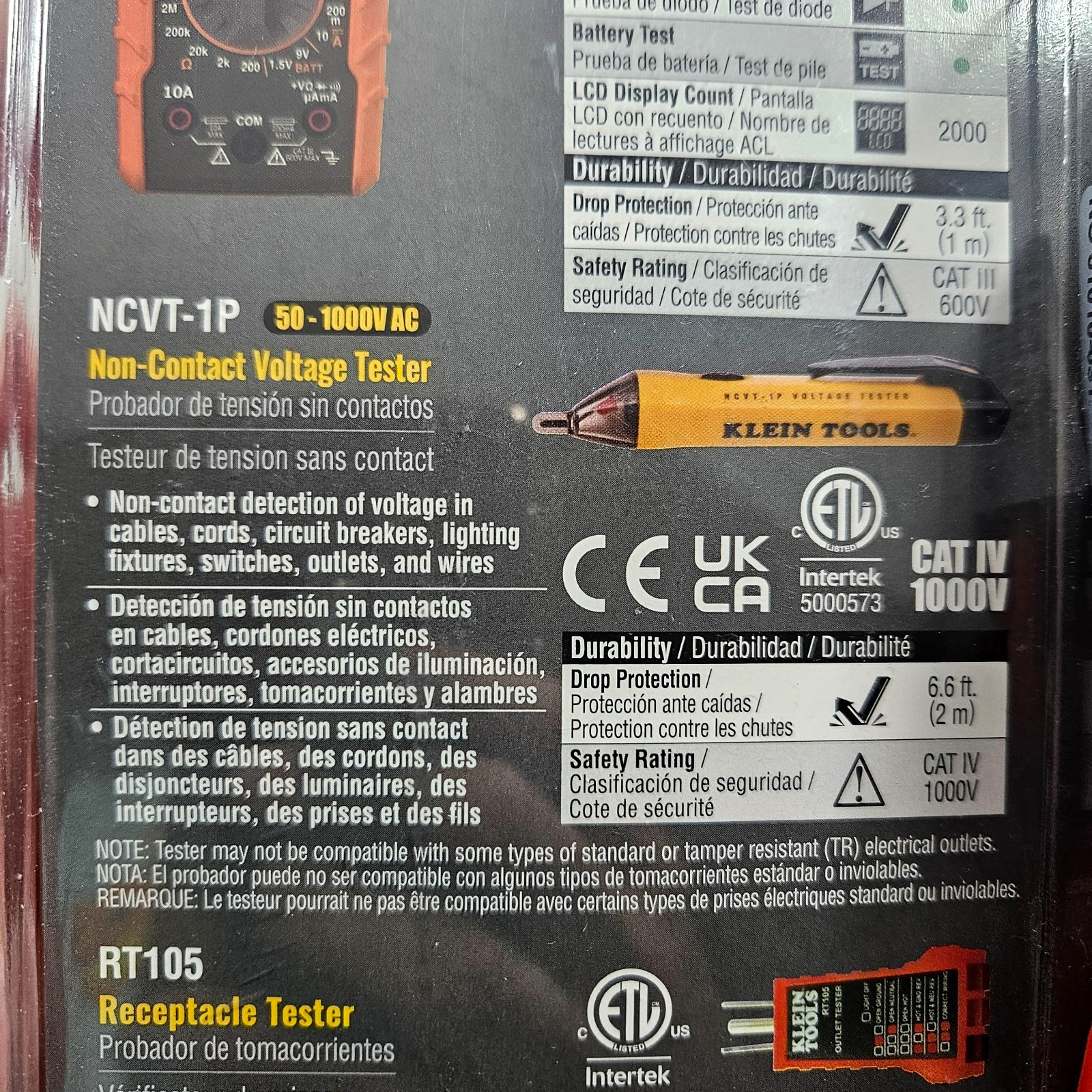 Klein Tools 69149P Electrical Test Kit MM300 NCVT-1P RT105 CAT III 600V New