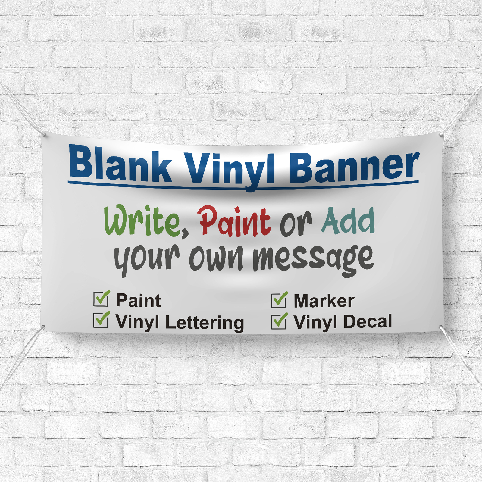 Blank Vinyl Banner White 13 oz Vinyl DIY Banner for Home School Business Store