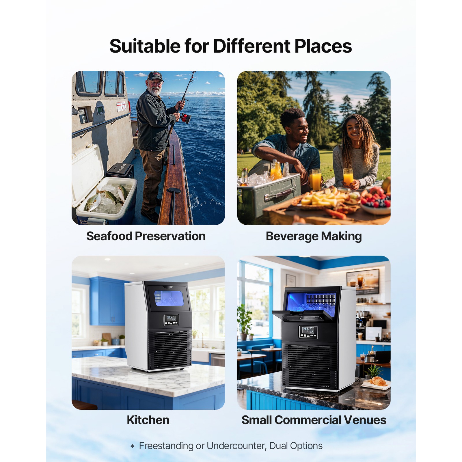 Uimoso Commercial Ice Maker 80lbs/24h with 12Lbs Storage for Bar and Restaurant