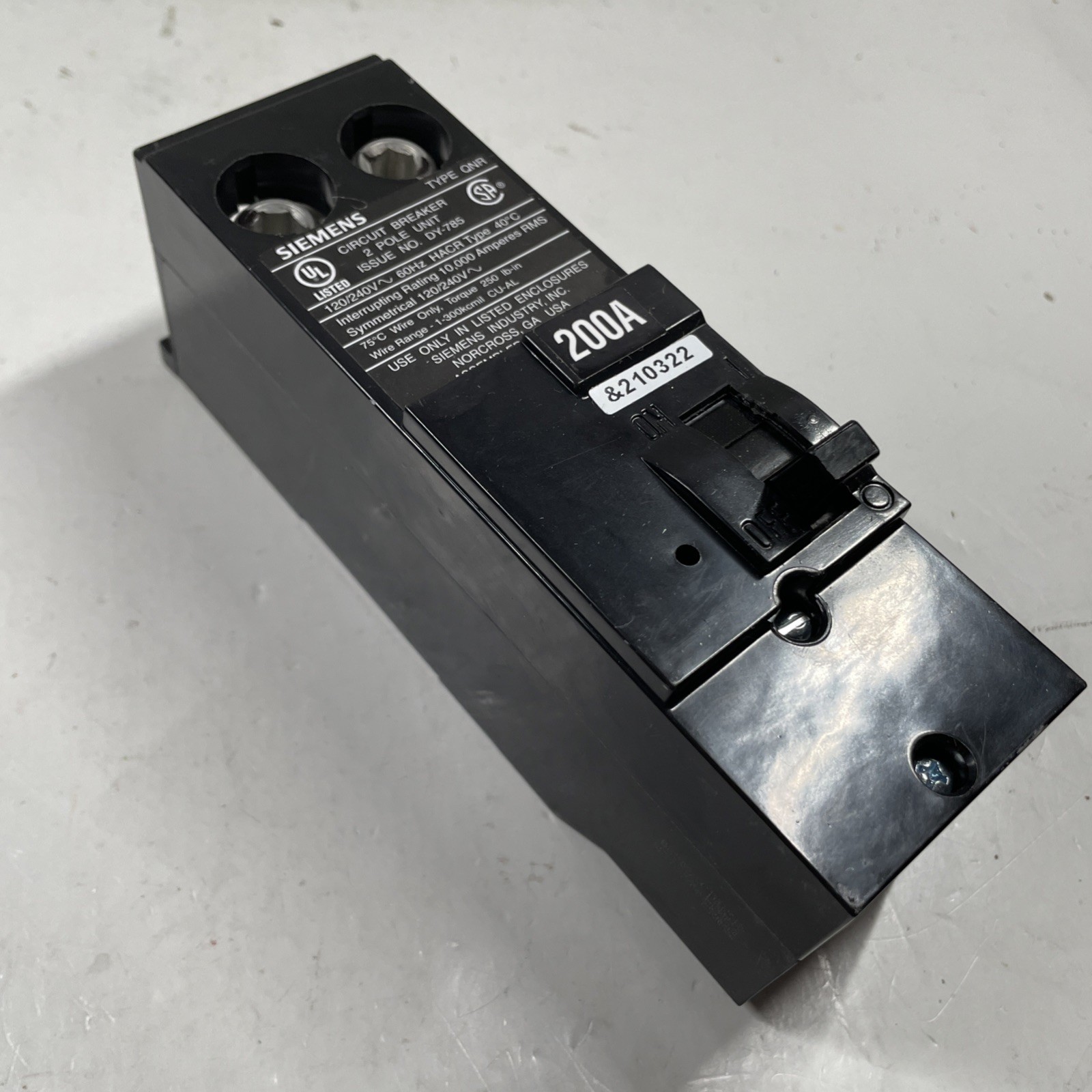 (READ MORE) Siemens QN2200R 200 Amp 2 Pole 240V Circuit Breaker QNR 200A DY-785