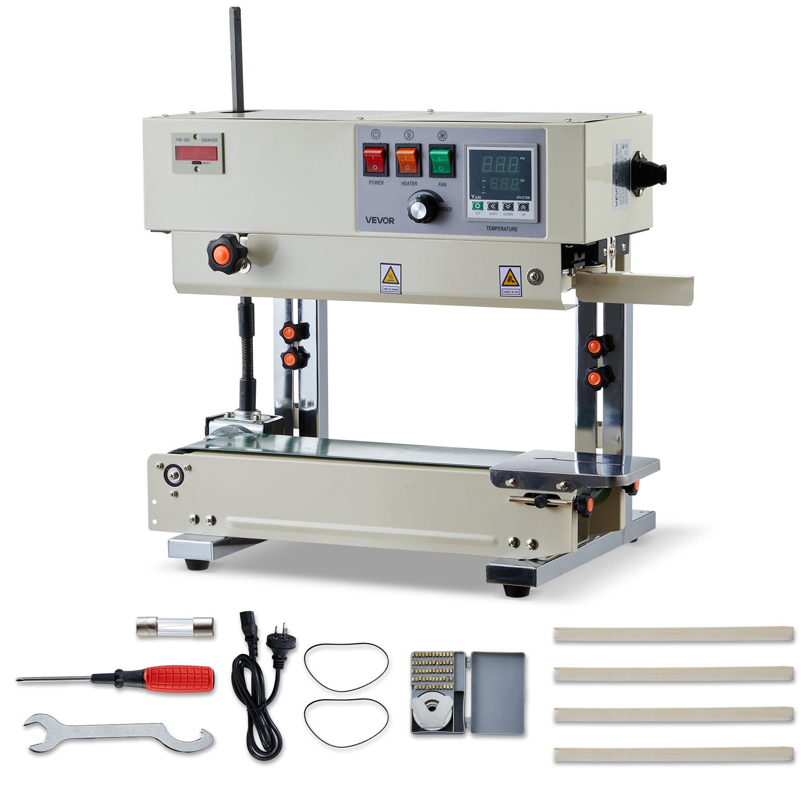 VEVOR Continuous Sealing Machine Vertical Band Sealer 0.24-0.47 in Seal Width