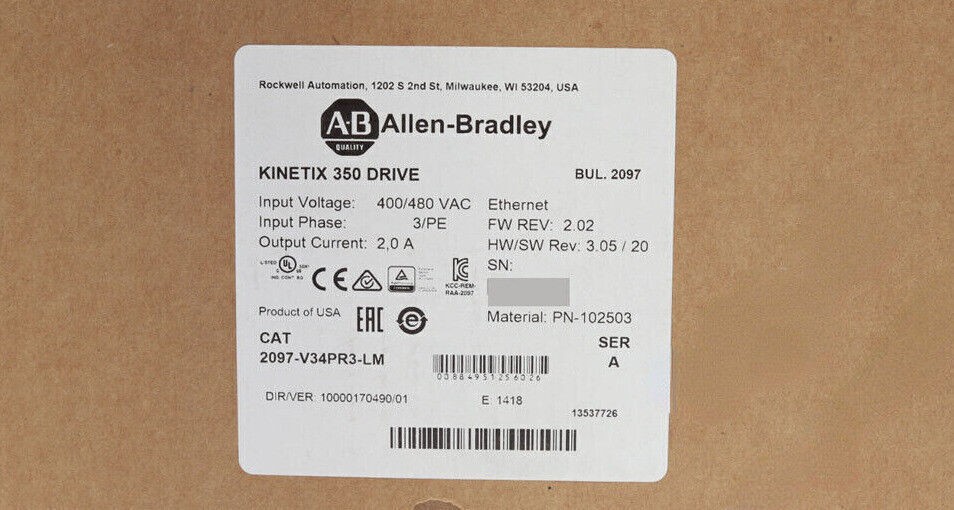 Brand New AB 2097-V34PR3-LM Kinetix 350 Servo Drives, 480V AC