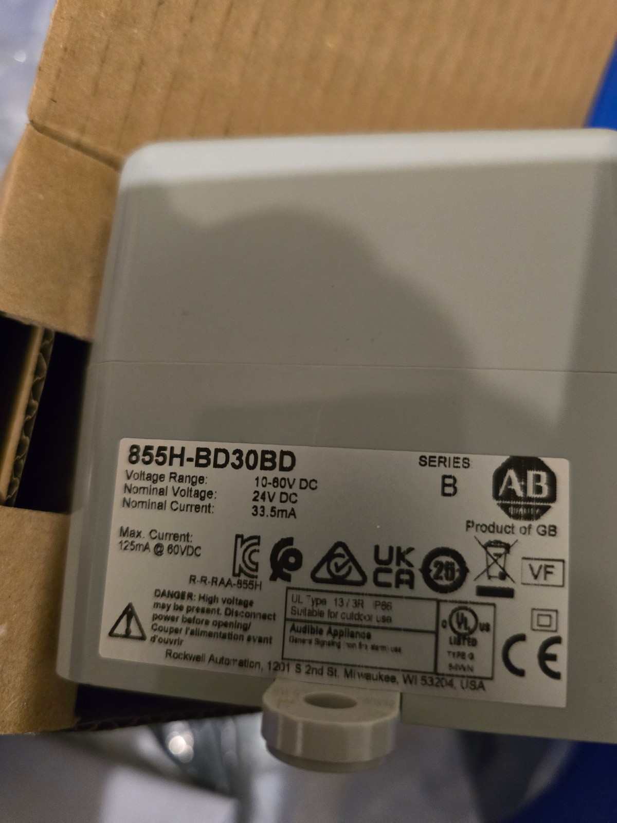 Allen Bradley 855H 855H-BD30BD Ser B 10-60VDC Audible Signal Device NEW FREE SHI