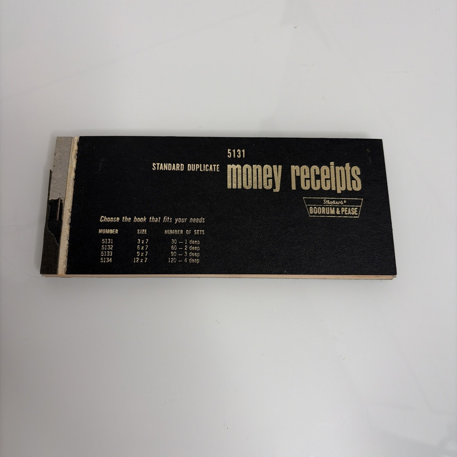 Vintage Boorum Pease 5131 Money Receipts Book Standard Duplicate Unused