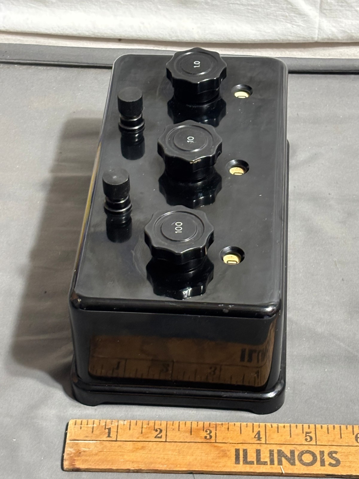 Vtg black bakelite WELCH Decade Resistance Box 0-999ohm TEACHING SCHOOL 1950s