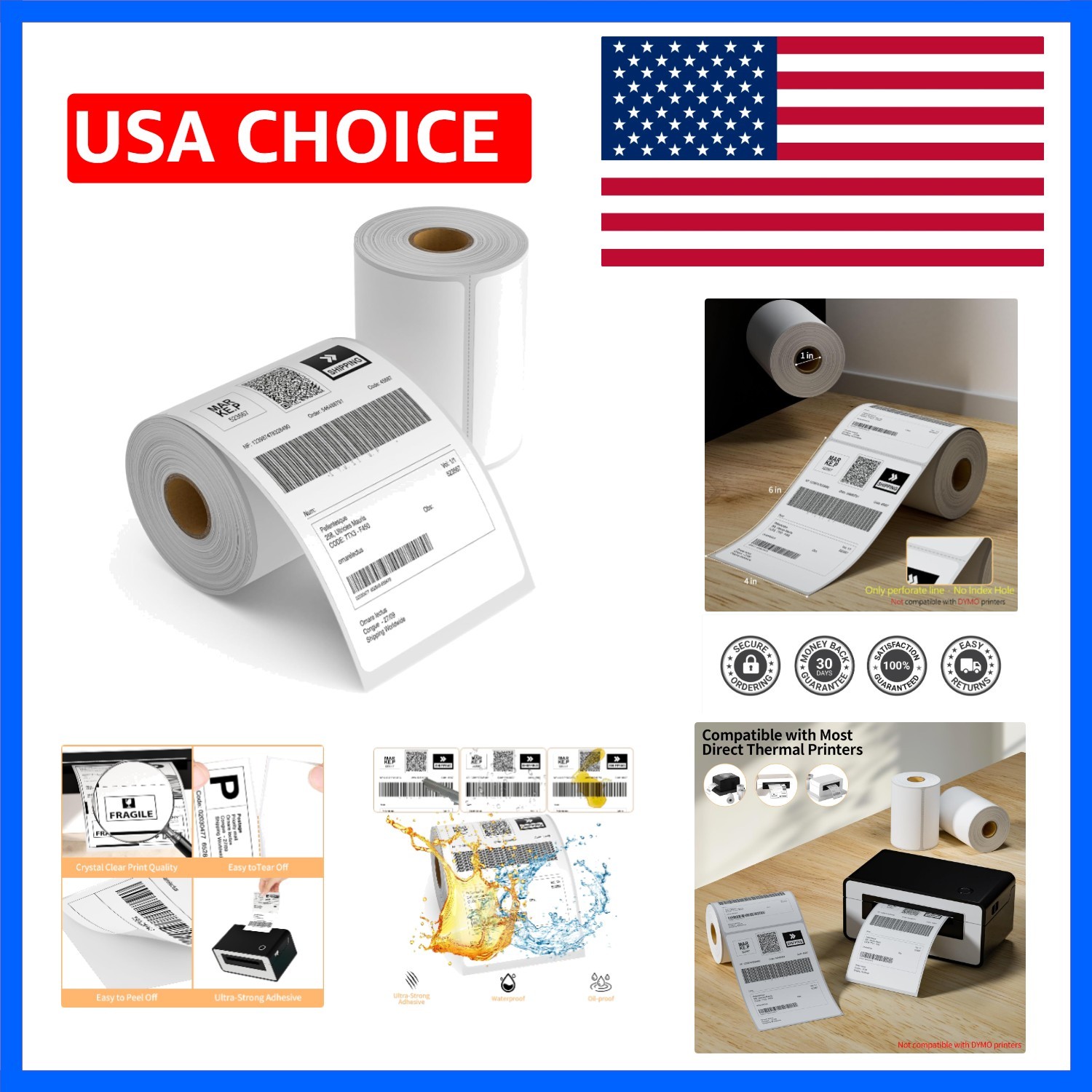 2 Rolls 4″ x 6″ Direct Thermal Printer Label, 250 Labels/Roll, Total 500 Ther…