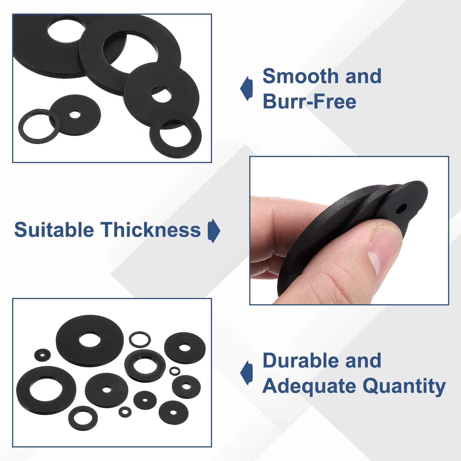 25Pcs M6 Nylon Flat Washers Plastic Washer 6mm ID 25mm OD 2mm Thick Black