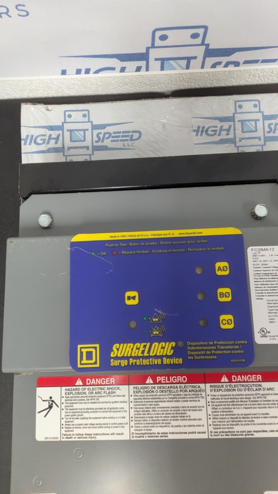 Square D Surgelogic FC2IMA12 – 208Y/120V Surge Protective Device 120ka