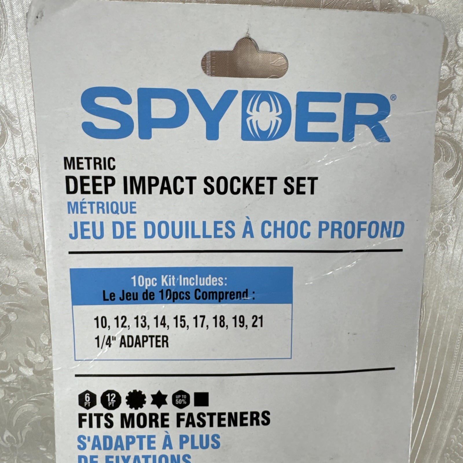 Spyder 10 Pcs Metric Deep Impact Socket Set 1/2” Drive New W/ 1/4” Adapter