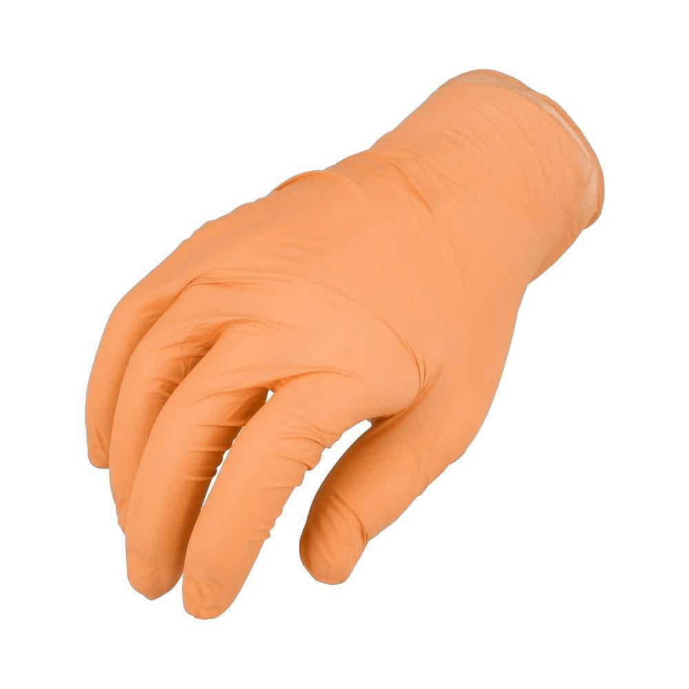 Orange Nitrile Disposable Medical Examination Gloves, 5 Mil, Latex & Powder Free