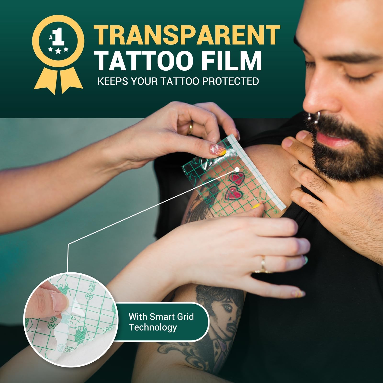 MED PRIDE Breathable Tattoo Protection Film, 10.2” X 2 Yards, Transparent