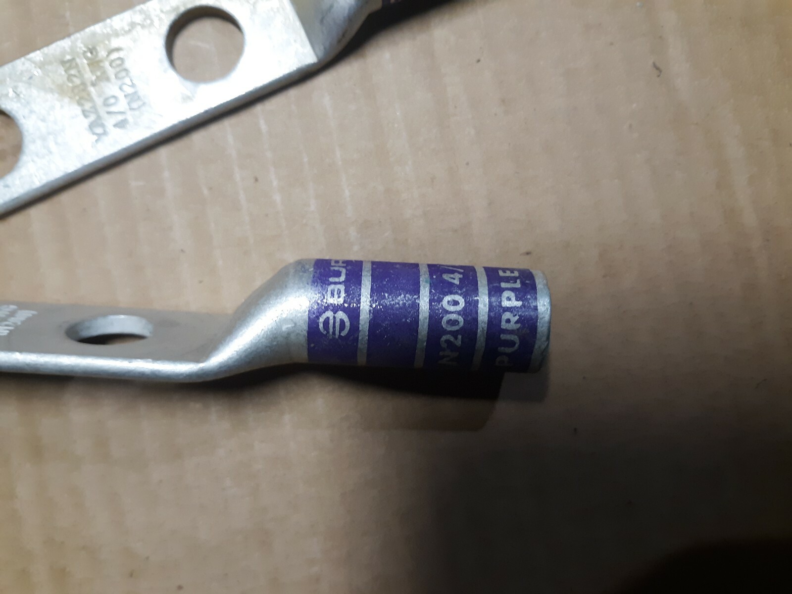 Burndy YA28-2N 4/0 AWG purple die 15 compression lug Lot of 2