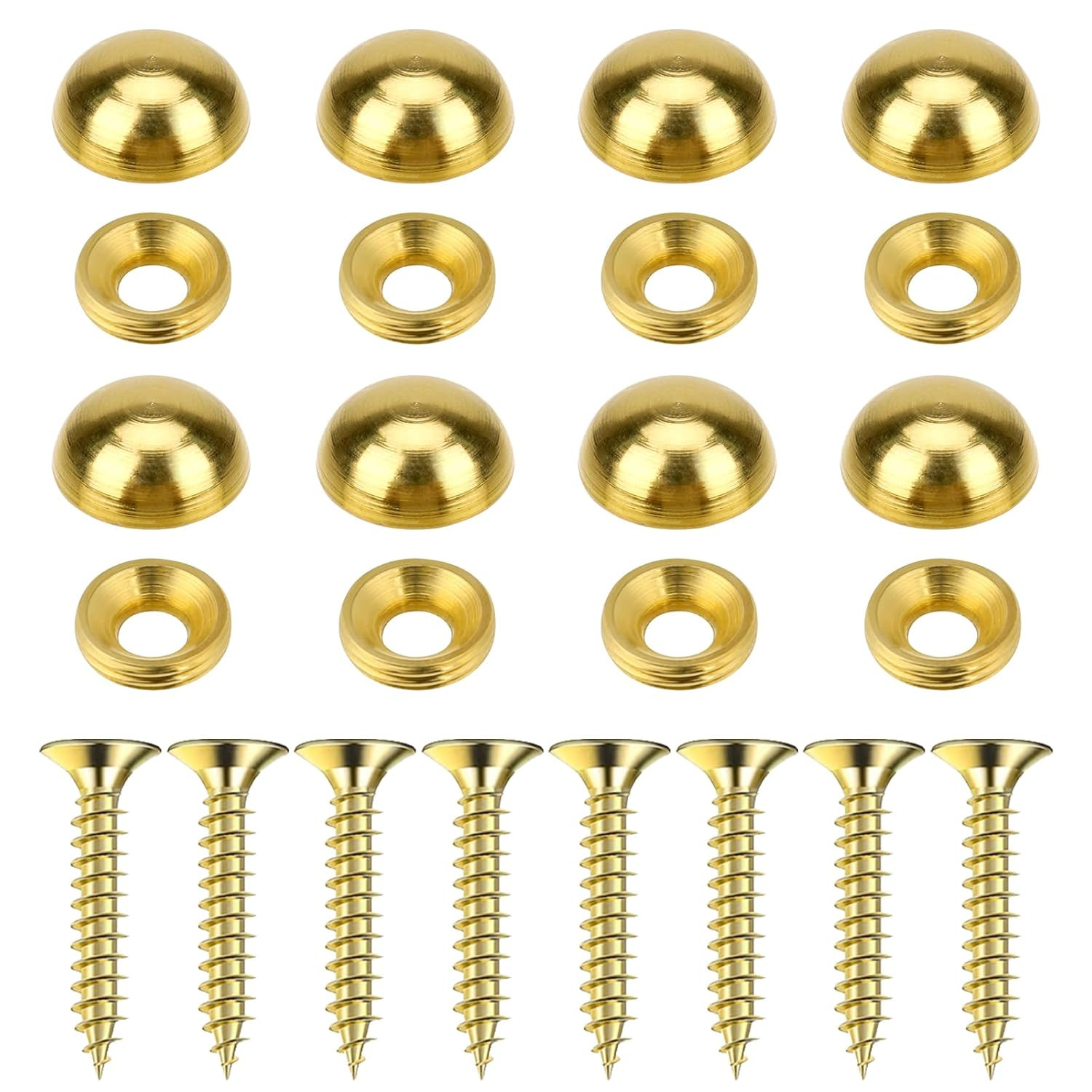 8Pcs Pure Brass Decorative Screws with Caps Mirror Fixing Screw Covers Gold Deco