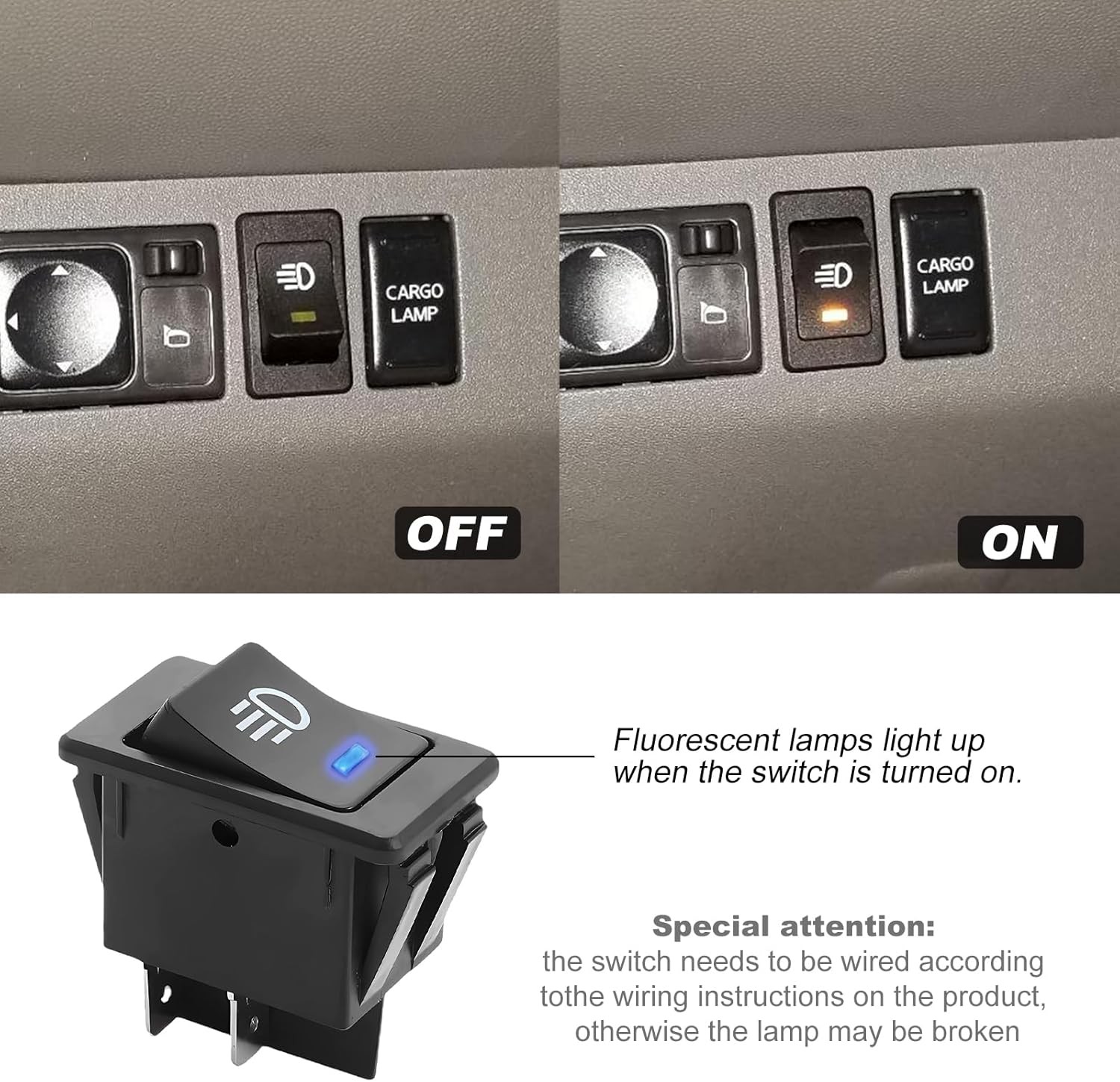 4-Pin 12V 35A SPST ON/Off Toggle Rocker Switch with LED Light, Un Color: 4 PCS