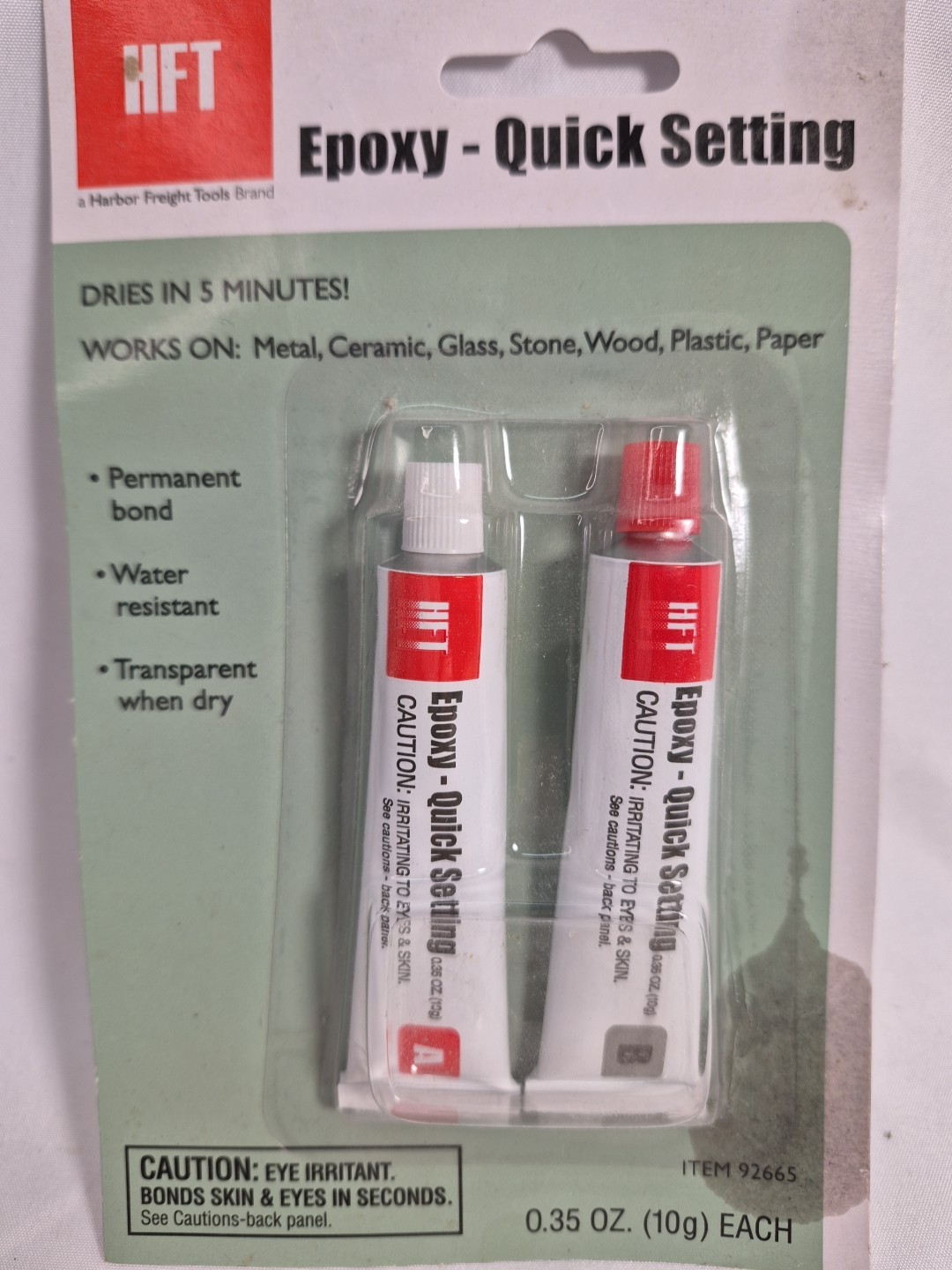 HFT Epoxy Quick Setting Dries in 5 Minutes Transparent When Dry Perm Bond NOS
